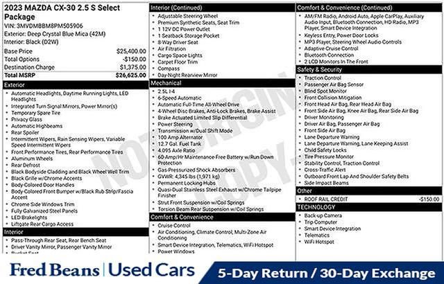 Used 2023 MAZDA CX-30 AWD 2.5 S w/ Select Package image 33