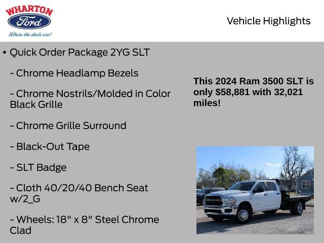 Used 2024 RAM 3500 SLT w/ Quick Order Package 2YG SLT image 21