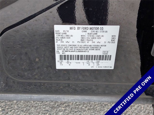 Certified 2018 Ford Edge Sport w/ Equipment Group 401A image 37