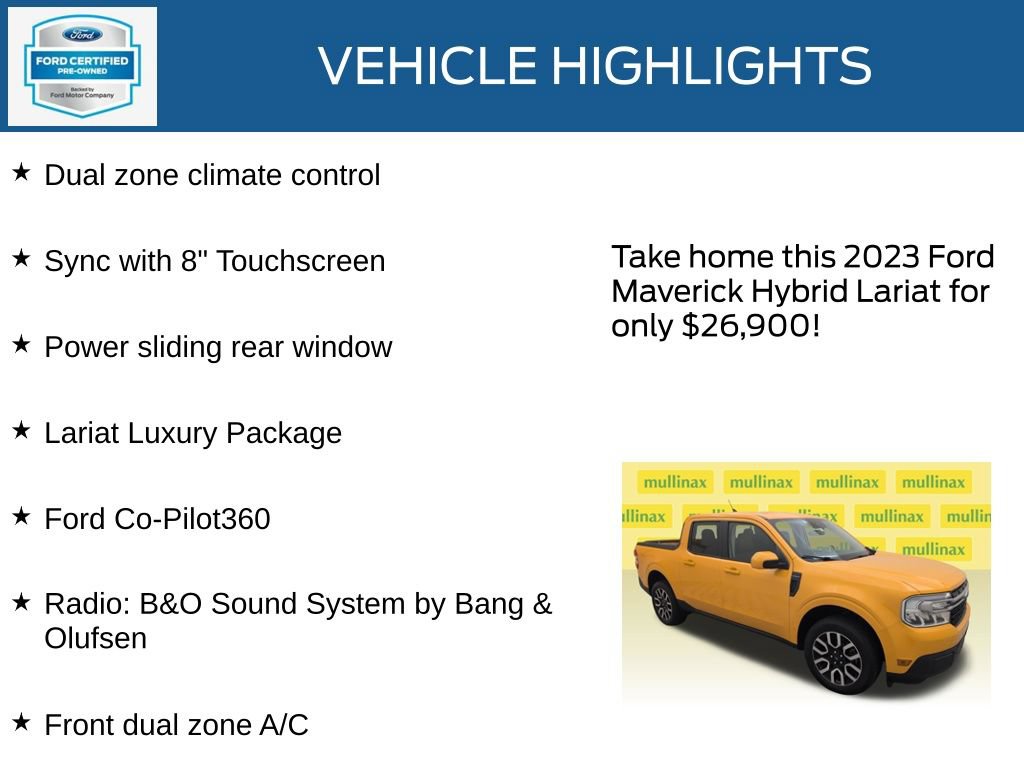 Certified 2023 Ford Maverick Lariat w/ Lariat Luxury Package FWD image 22