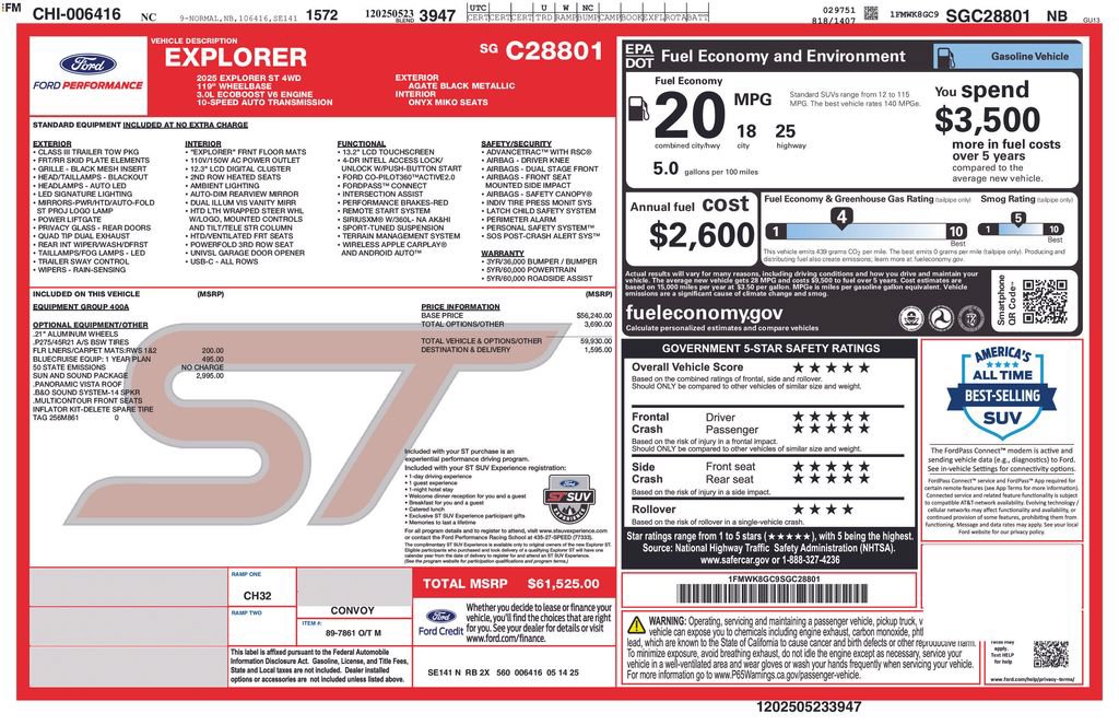 Certified 2025 Ford Explorer ST w/ Sun And Sound Package AWD/4WD image 35