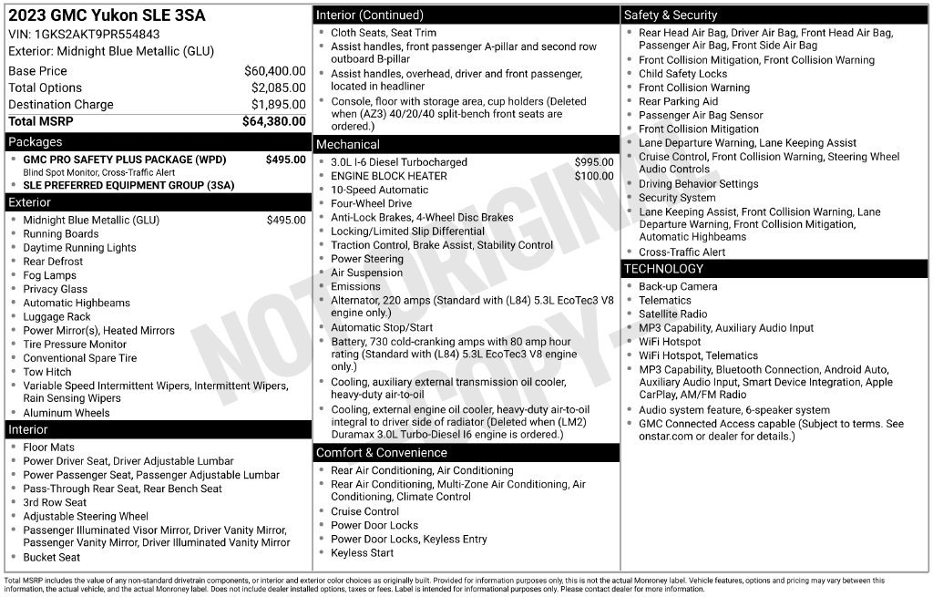Used 2023 GMC Yukon SLE w/ Gmc Pro Safety Plus Package AWD/4WD image 7
