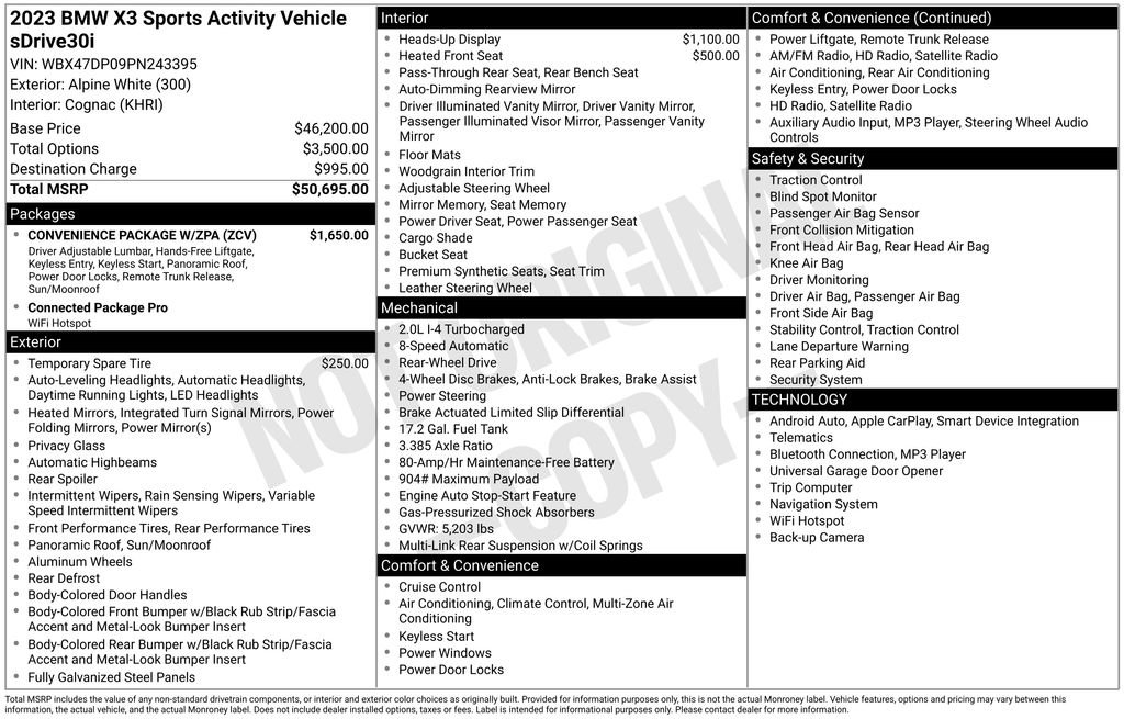 Used 2023 BMW X3 sDrive30i w/ Convenience Package w/ZPA RWD image 5