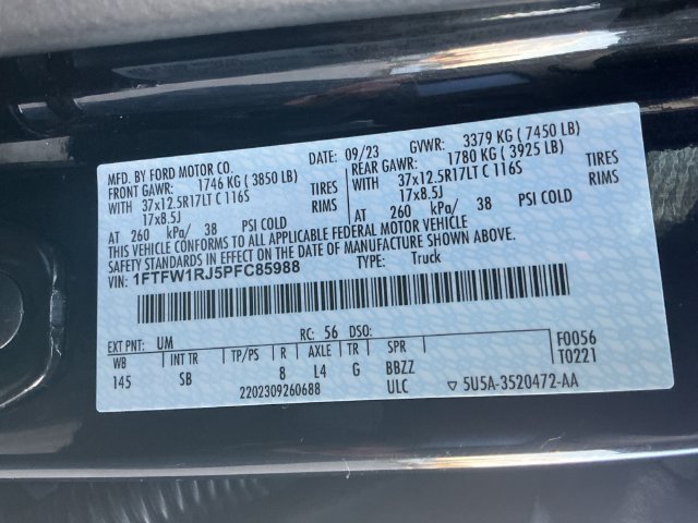 Certified 2023 Ford F150 Raptor w/ Equipment Group 802A Raptor R AWD/4WD image 25