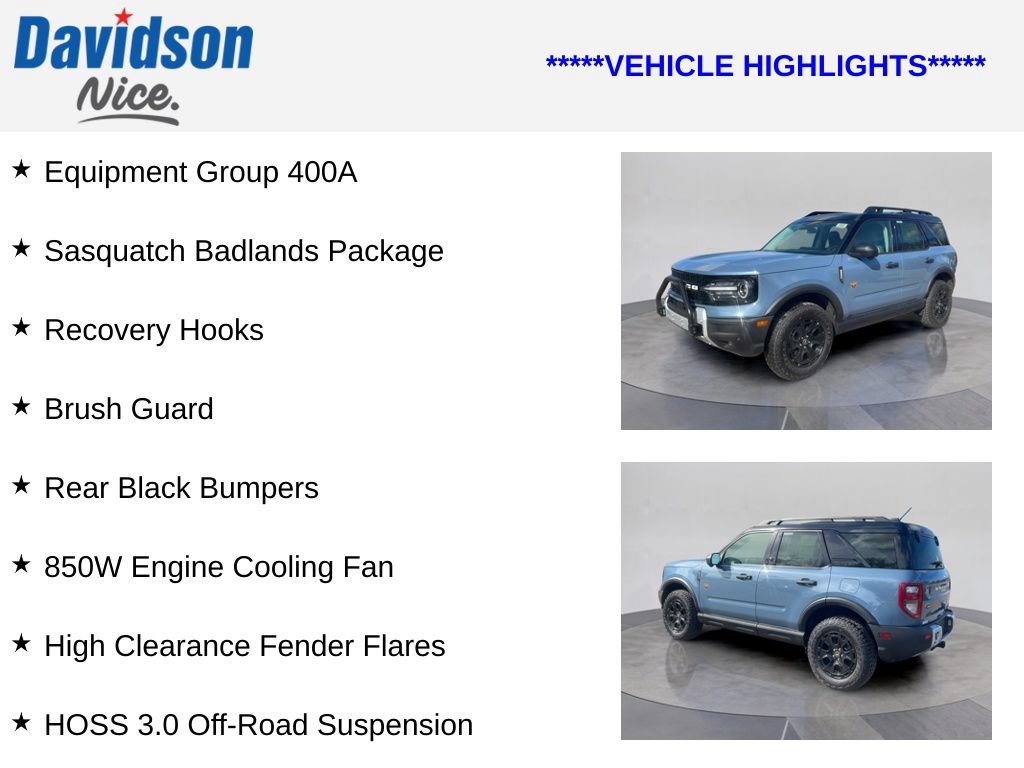 Certified 2025 Ford Bronco Sport Badlands w/ Sasquatch Badlands Package AWD/4WD image 4