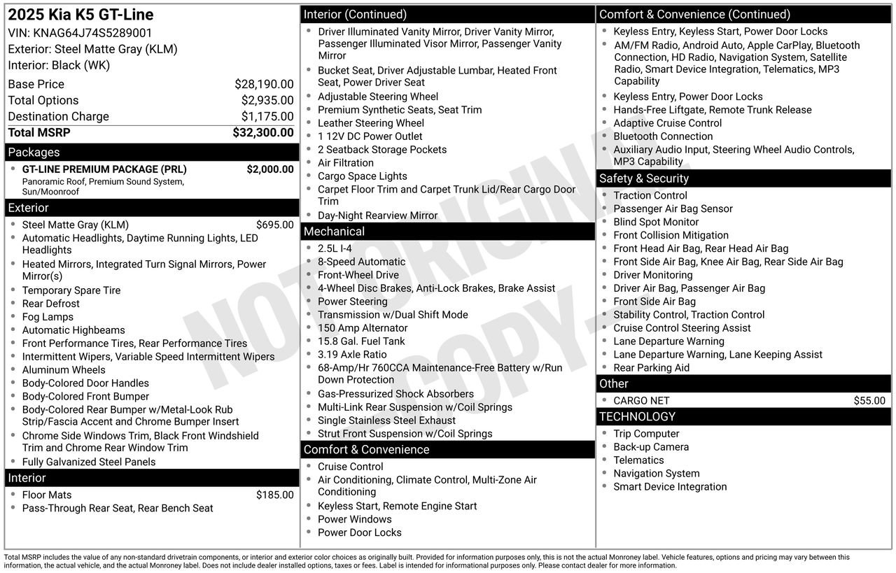 Used 2025 Kia K5 GT-Line w/ GT-Line Premium Package FWD image 47