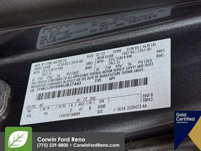 Certified 2022 Ford Escape SEL w/ SEL Stealth AWD Package image 37