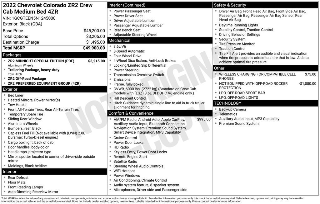 Used 2022 Chevrolet Colorado ZR2 w/ ZR2 Midnight Special Edition image 9