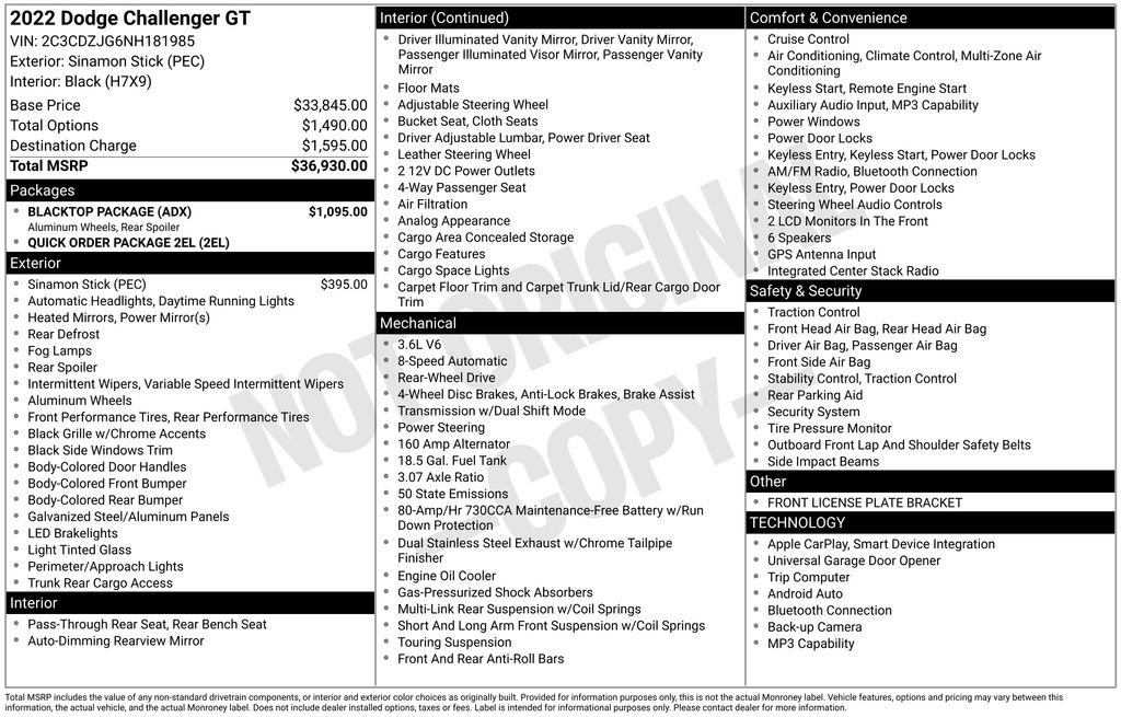 Used 2022 Dodge Challenger GT w/ Blacktop Package RWD image 3