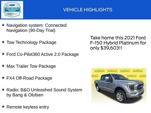 Certified 2021 Ford F150 Platinum w/ Equipment Group 701A High image 18
