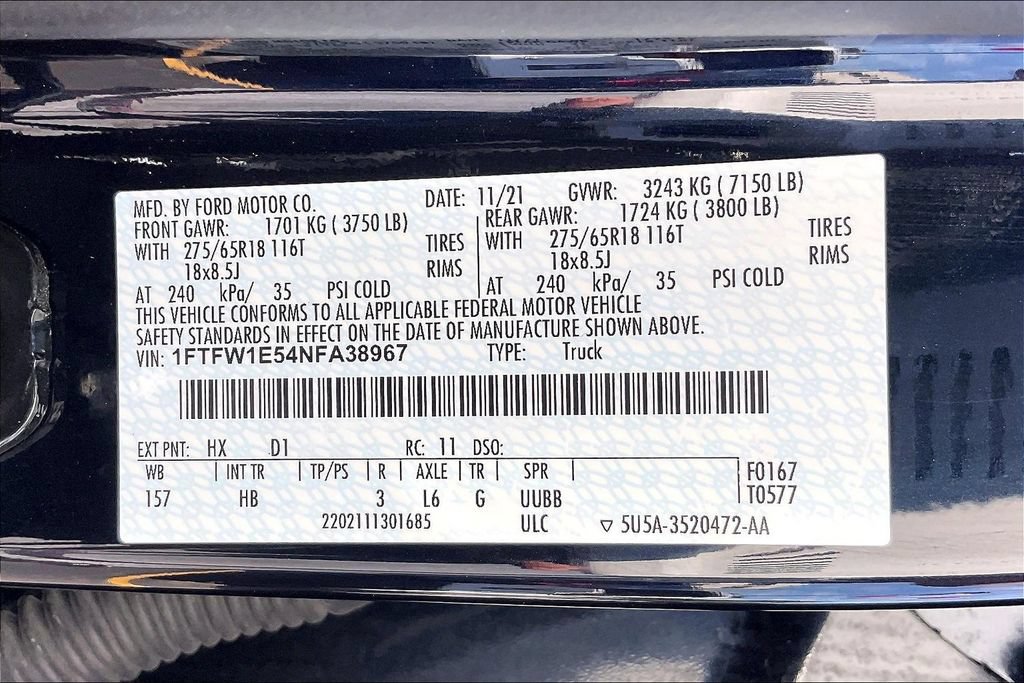 Certified 2022 Ford F150 Lariat w/ Equipment Group 501A Mid AWD/4WD image 33