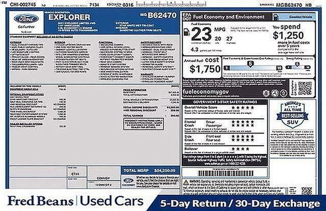 Certified 2021 Ford Explorer Limited w/ Equipment Group 301A image 17