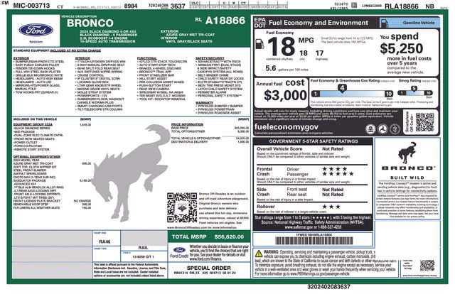 Certified 2024 Ford Bronco Black Diamond w/ Sasquatch Package AWD/4WD image 55