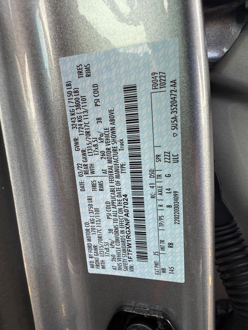 Certified 2022 Ford F150 Raptor w/ Equipment Group 801A High image 31