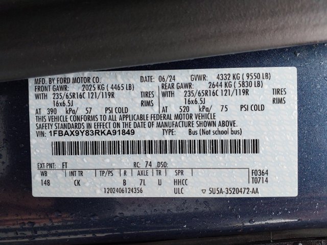 Certified 2024 Ford Transit 350 XLT AWD/4WD image 25