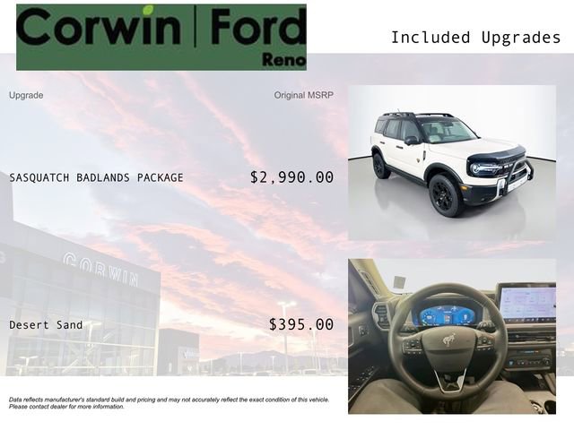 Certified 2025 Ford Bronco Sport Badlands w/ Sasquatch Badlands Package AWD/4WD image 3