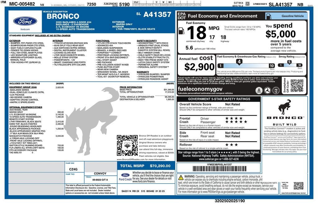 Certified 2025 Ford Bronco Badlands AWD/4WD image 43