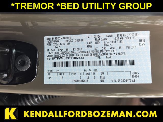 Certified 2026 Ford F150 Tremor w/ Bed Utility Package AWD/4WD image 32