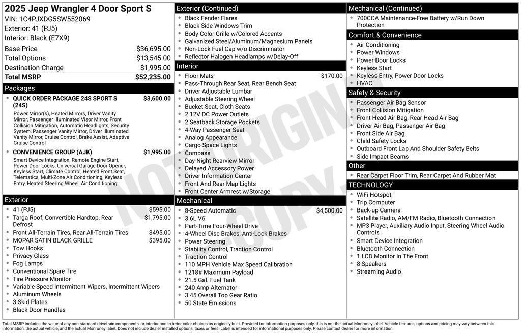 Used 2025 Jeep Wrangler Unlimited Sport AWD/4WD image 4