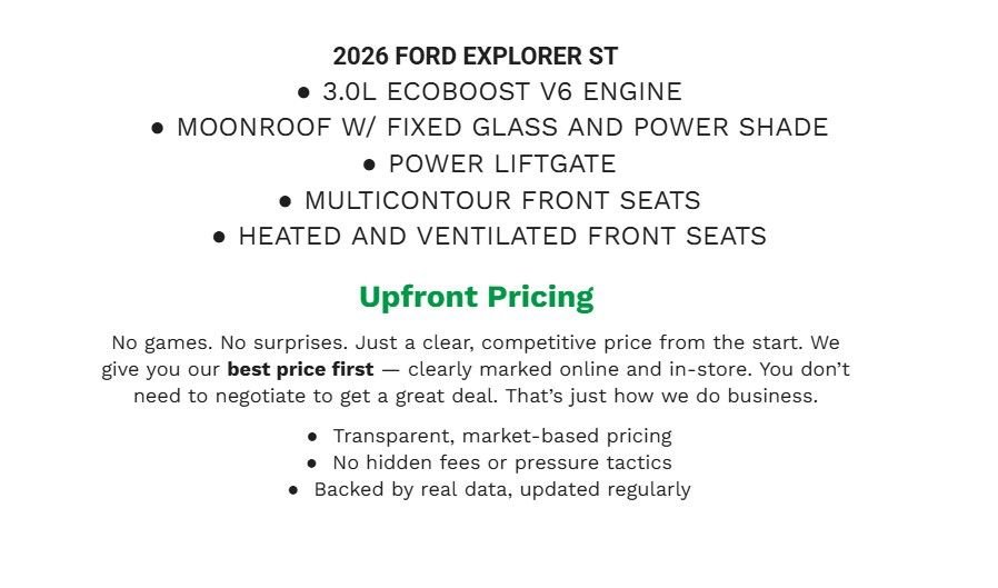Certified 2026 Ford Explorer ST w/ Sun And Sound Package AWD/4WD image 2