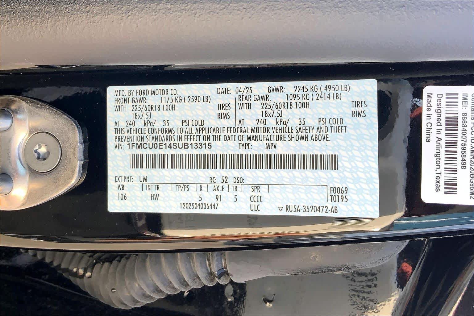 Certified 2025 Ford Escape SE FWD image 60