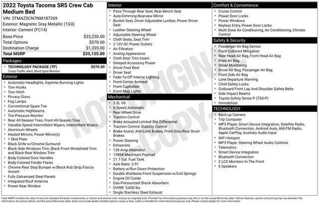 Used 2022 Toyota Tacoma SR5 w/ Technology Package RWD image 6