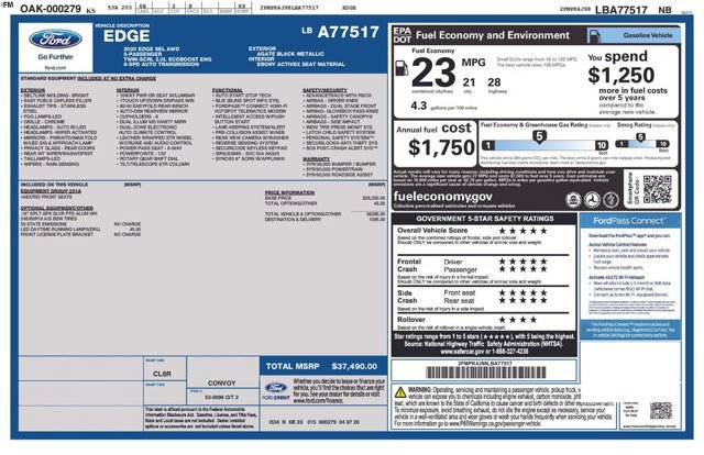 Certified 2020 Ford Edge SEL AWD/4WD image 2