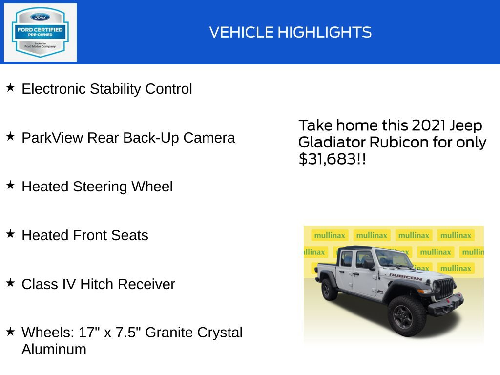 Used 2021 Jeep Gladiator Rubicon w/ Cold Weather Group AWD/4WD image 19
