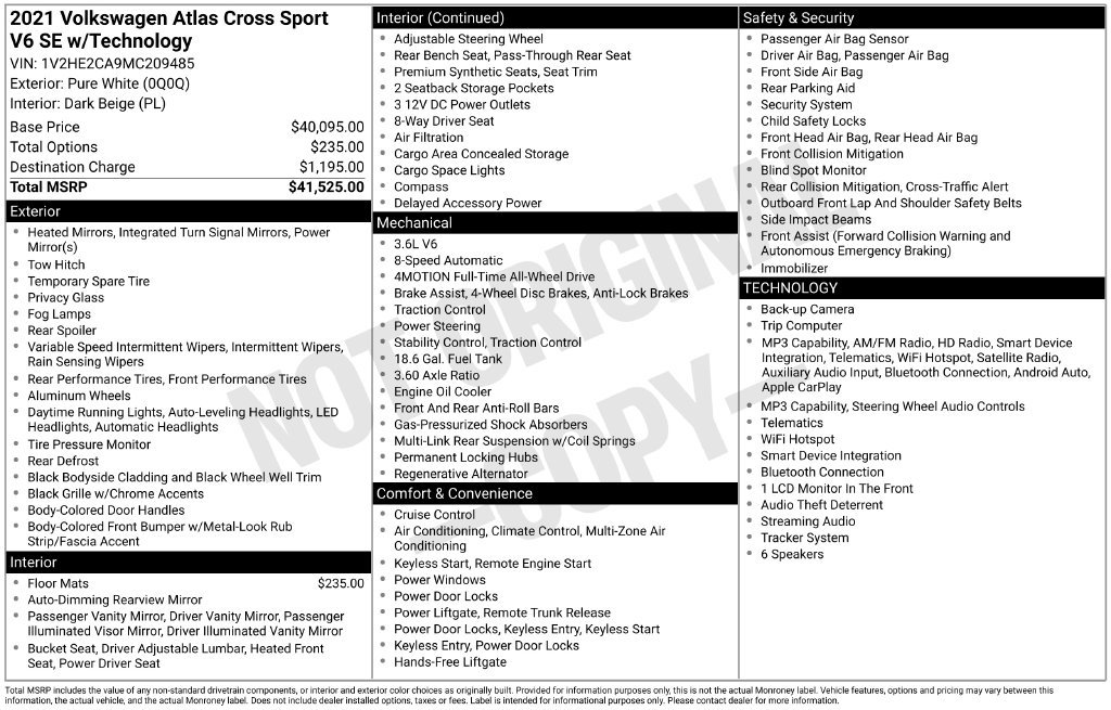 Used 2021 Volkswagen Atlas Cross Sport SE AWD/4WD image 25