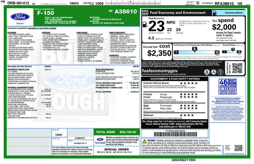 Certified 2024 Ford F150 XLT w/ Equipment Group 303A High AWD/4WD image 5