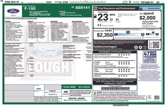 Certified 2024 Ford F150 Lariat w/ Equipment Group 502A High AWD/4WD image 51