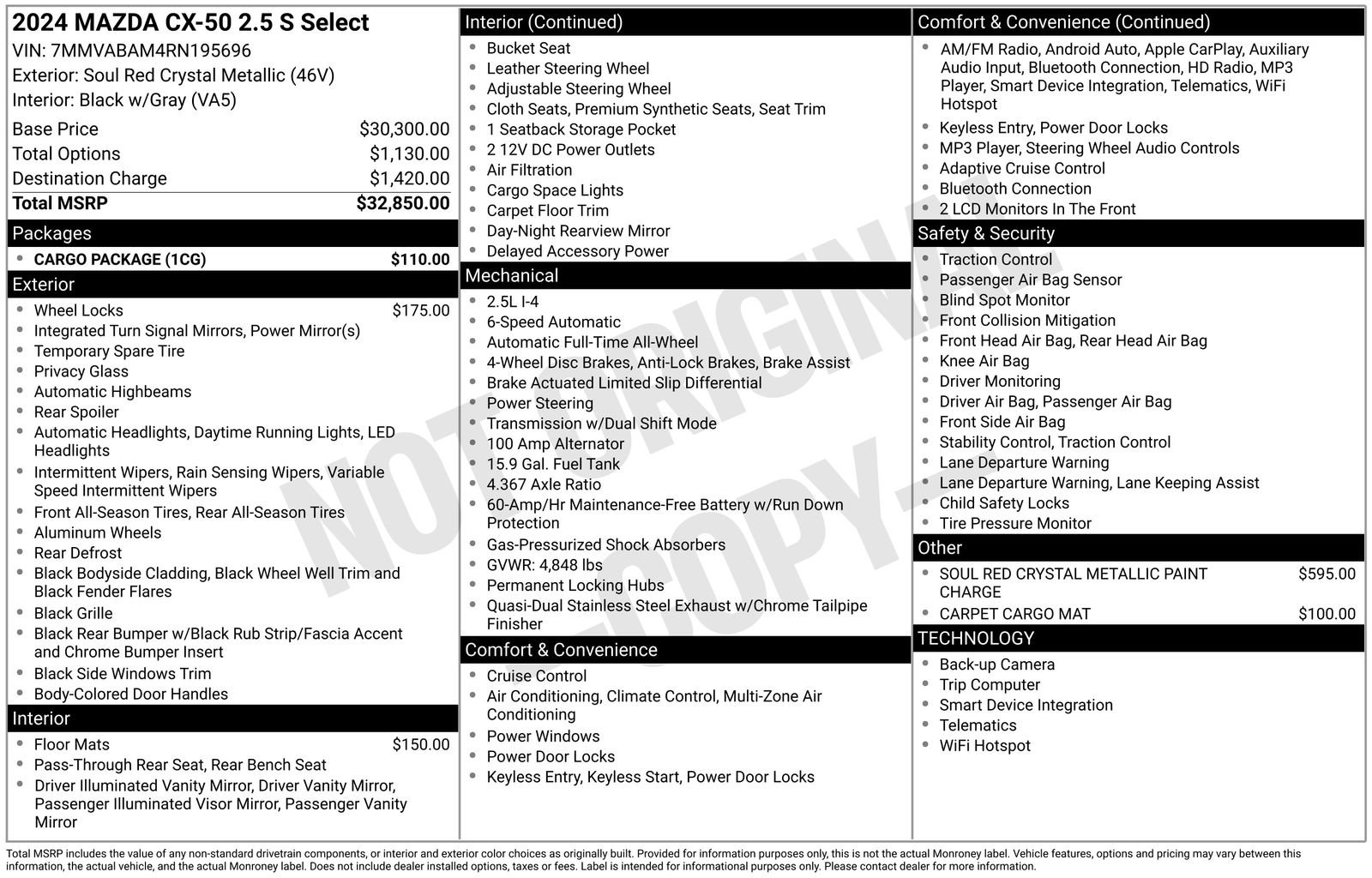 Used 2024 MAZDA CX-50 AWD 2.5 S w/ Cargo Package image 4