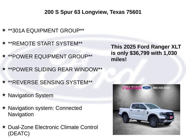 Certified 2025 Ford Ranger XLT w/ Equipment Group 301A High RWD image 20