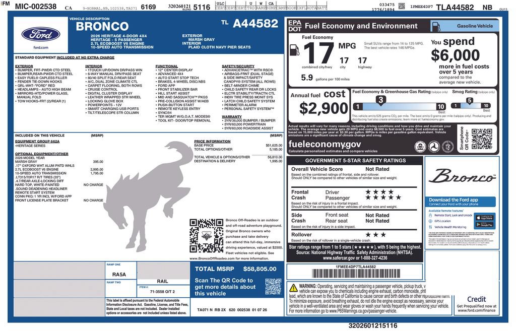 Certified 2026 Ford Bronco Heritage Edition AWD/4WD image 2