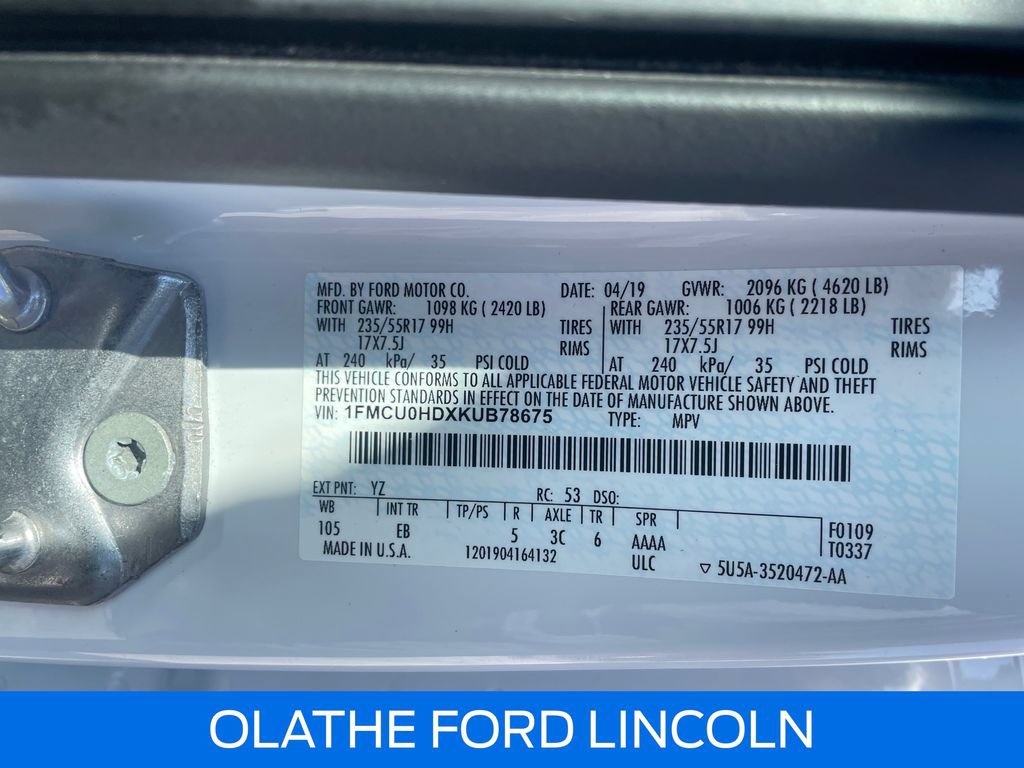 Certified 2019 Ford Escape SEL FWD image 21