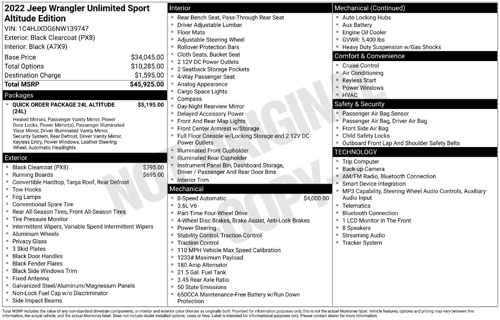 Used 2022 Jeep Wrangler Unlimited Sport AWD/4WD image 3