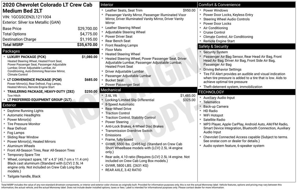 Used 2020 Chevrolet Colorado LT w/ Luxury Package RWD image 5