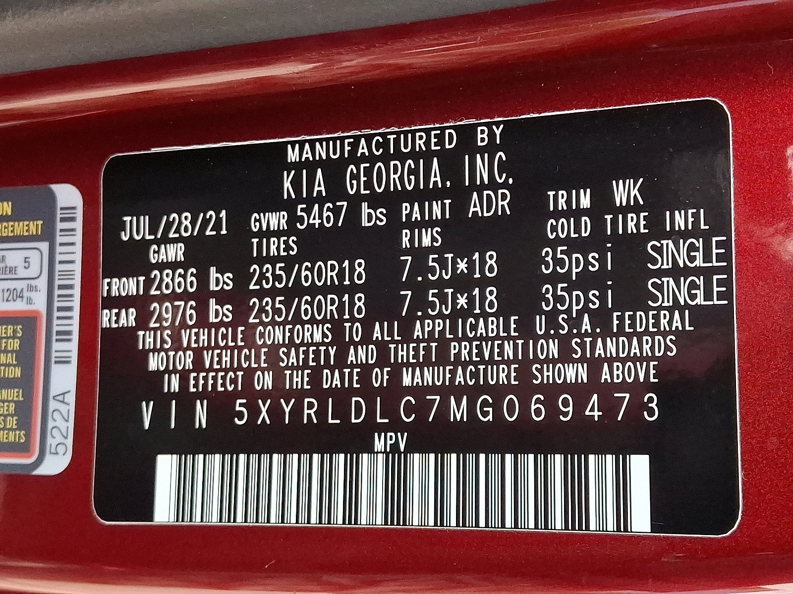 Used 2021 Kia Sorento S w/ Panoramic Sunroof Package image 27