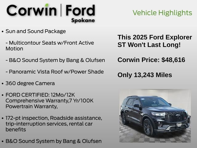 Certified 2025 Ford Explorer ST w/ Sun And Sound Package AWD/4WD image 7