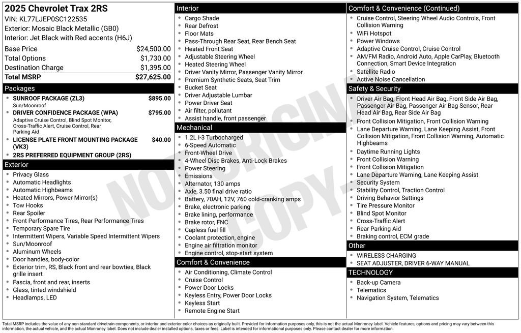 Used 2025 Chevrolet Trax RS w/ Sunroof Package FWD image 37
