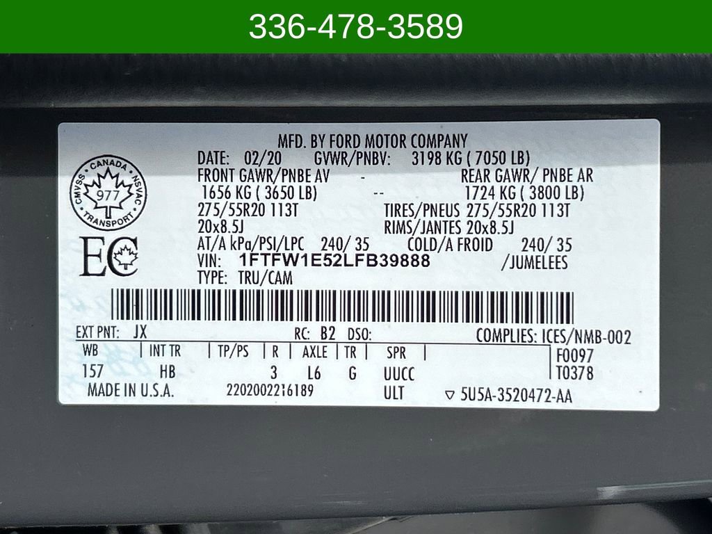 Certified 2020 Ford F150 Lariat w/ Equipment Group 502A Luxury image 23