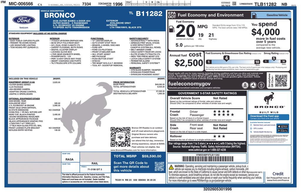 Certified 2026 Ford Bronco Outer Banks AWD/4WD image 3