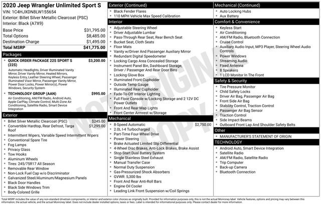 Used 2020 Jeep Wrangler Unlimited Sport S image 4