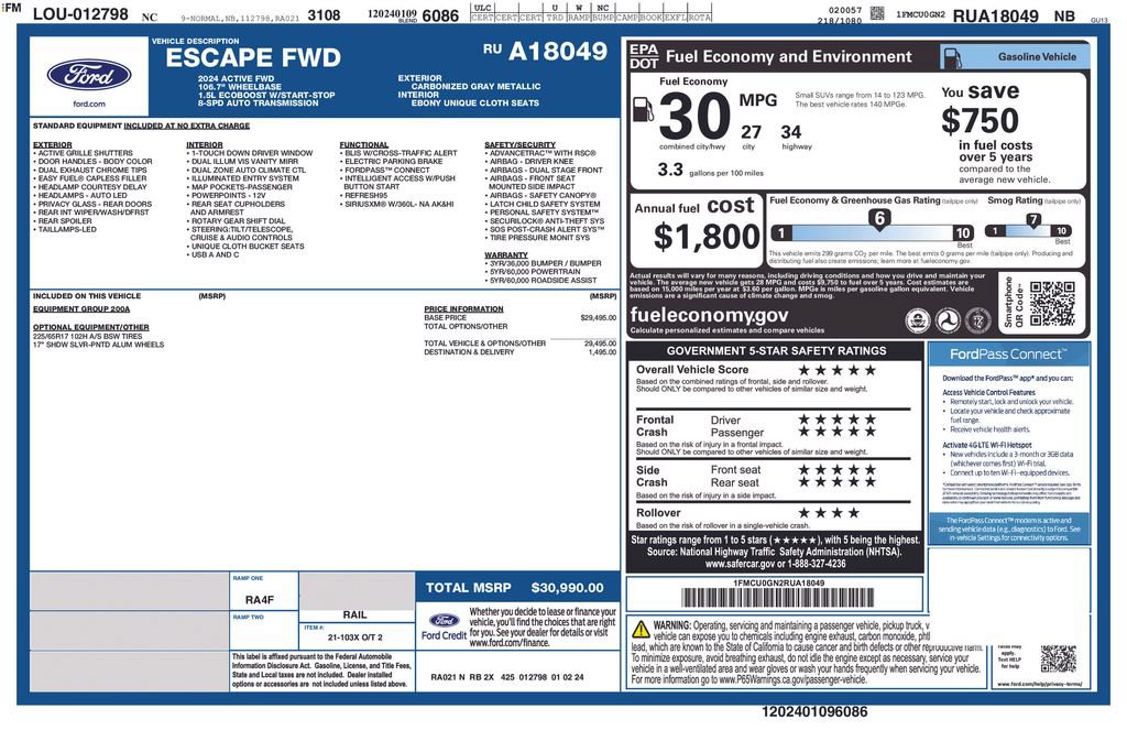 Certified 2024 Ford Escape Active FWD image 32
