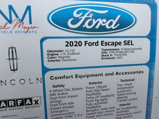 Certified 2020 Ford Escape SEL image 42