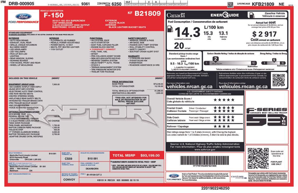 Certified 2019 Ford F150 Raptor w/ Equipment Group 802A Luxury image 6