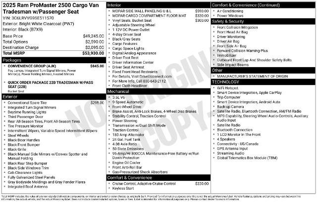 Used 2025 RAM ProMaster 2500 w/ Convenience Group FWD image 5