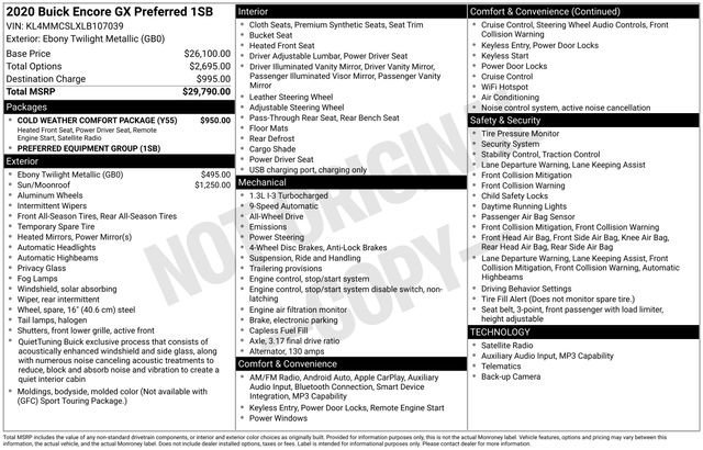 Used 2020 Buick Encore GX Preferred w/ Cold Weather Comfort Package image 9