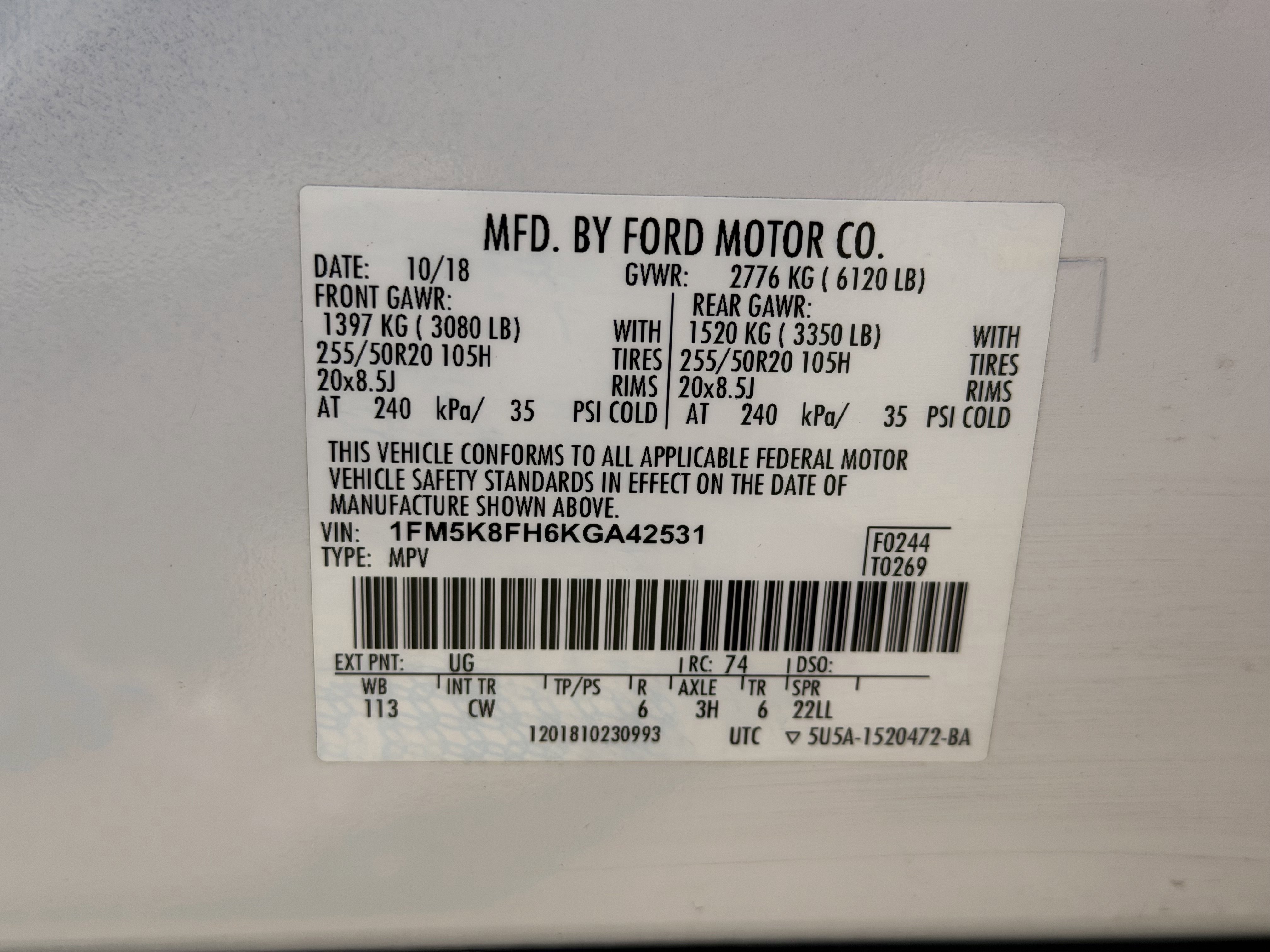 Certified 2019 Ford Explorer Limited w/ Ford Safe & Smart Package AWD/4WD image 36