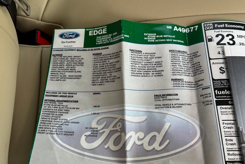 Certified 2022 Ford Edge SEL w/ Convenience Package AWD/4WD image 36
